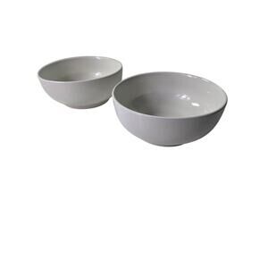 FOOD NETWORK All White Ceramic Deep 6" Cereal Soup Bowls Set of 2